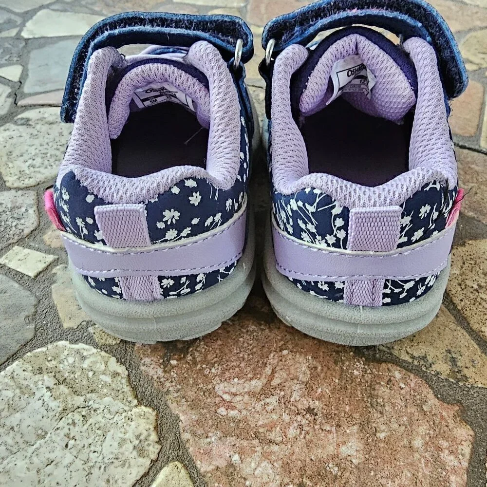 OshKosh B'gosh Toddler Girls' Everplay Sneakers, Purple With Flowers,  Size 5M